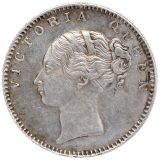 Error Silver Half Rupee Coin of Victoria Queen.