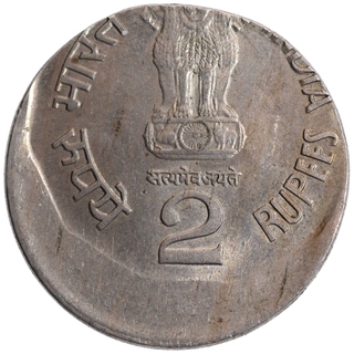 Error Copper Nickel Two Rupees Coin of Sardar Vallabh Bhai Patel of Calcutta Mint of Republic India.