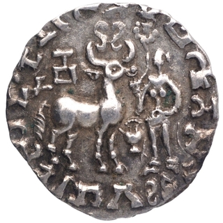 Silver Drachma Coin of Amoghbuti of Kuninda Dynasty.