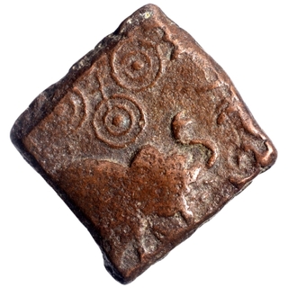 Copper Half Karshapana Coin of Satakarni I of Satavahana Dynasty.