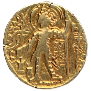 Gold Dinar Coin of Shaka of Kushan Dynasty of Ardoksho type.