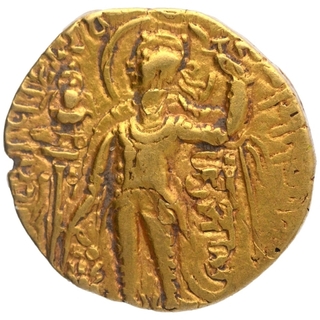 Gold Dinar Coin of Samudragupta of Gupta Dynasty of Sceptre type.