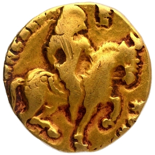 Gold Dinar Coin of Kumaragupta I of Gupta Dynasty of Horseman type.