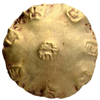 Gold Gadyana Coin of Rajyabhushana of Eastern Chalukyas.