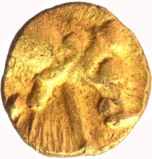 Gold One Quarter Fanam Coin of Chalukyas o Badami.