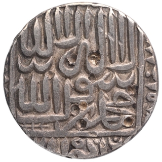 Silver One Rupee Coin of Akabr of Karrah Mint.