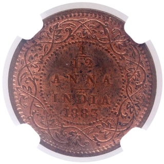 Copper One Twelfth Anna Coin of Victoria Empress of Bombay Mint of 1883.