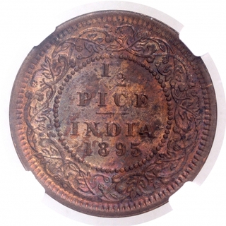 Copper Half Pice Coin of Victoria Empress of Calcutta Mint of 1895.