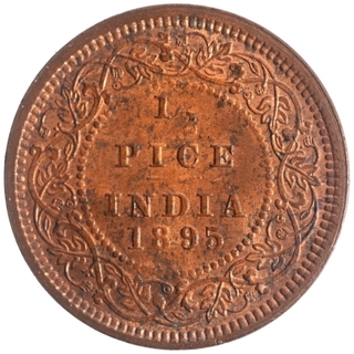 Copper Half Pice Coin of Victoria Empress of Calcutta Mint of 1895.