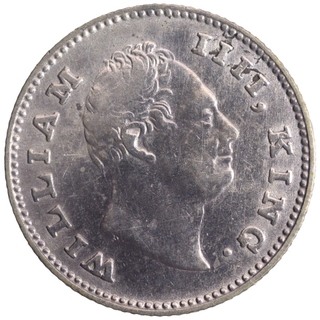 Silver Quarter Rupee Coin of King William IIII of Calcutta Mint of 1835.