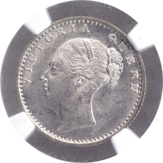 Silver Quarter Rupee Coin of Victoria Queen of Calcutta Mint of 1840.