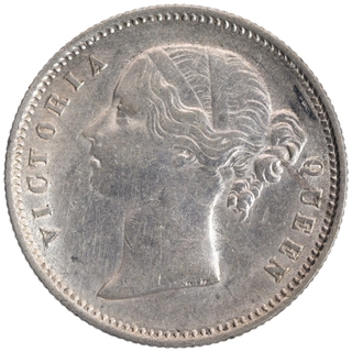 Silver Half Rupee Coin of Victoria Queen of Calcutta Mint of 1840.