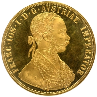 Gold Four Ducats Coin of Franz Joseph I of Austria.