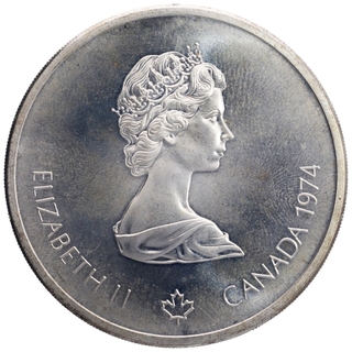 Silver Ten Dollars Coin of Elizabeth II of Canada.