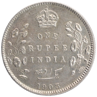 Error Silver One Rupee Coin of King Edward VII of Calcutta Mint of 1903.