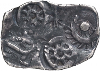 Extremely Rare Punch Marked Silver Karshapana Coin of Vatsa/Kalinga Janapada.