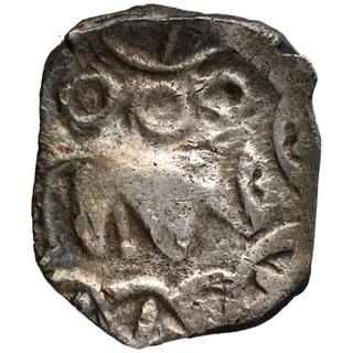 Very Rare Punch Marked Silver Half Karshapana Coin of Surasena Janapada.