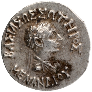 Silver Tetradrachma Coin of Menander I of Indo Greeks.