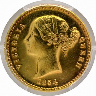 Gold Ten Rupees Coin of  Victoria Queen of Calcutta Mint of 1854.