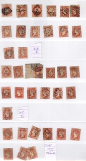 1854 One Anna Lithographed rare Stamps collection of 35 stamps of Die I, II & III