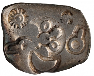 Punch Marked Silver Vimshatika  Coin of Magadha Janapada of Archaic Period.