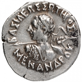 Silver Tetradrachma Coin of Menander I of Indo Greeks.