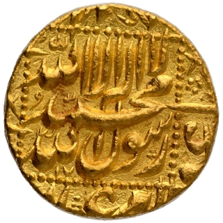 Gold Mohur Coin of Shahjahan of Burhanpur Mint.