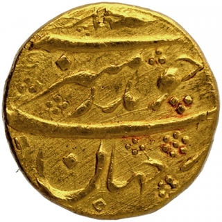 Gold Mohur Coin of Aurangzeb Alamgir of Bijapur Dar-uz-zafar Mint.