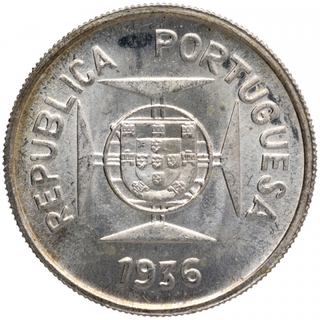 Silver Half Rupia Coin of Portuguese Administration of India Portuguese.