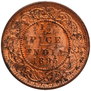 Copper Half Pice Coin of Victoria Empress of Calcutta Mint of 1895.