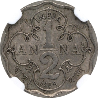 Copper Nickel Half Anna Coin of King Edward VII of Calcutta Mint of 1908.