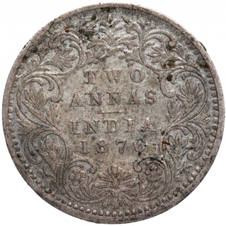 Silver Two Annas Coin of Victoria Queen of Bombay MInt of 1876.