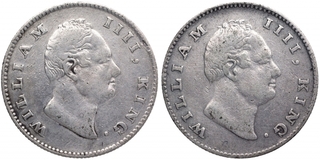 Silver Half Rupee Coin of King William IIII of Calcutta Mint of 1835.