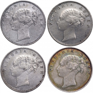 Silver Half Rupee Coins of Victoria Queen of Calcutta and Madras Mint of 1840.