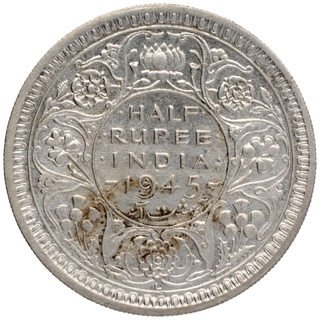 Silver Half Rupee Coin of King George VI of Lahore Mint of 1945.