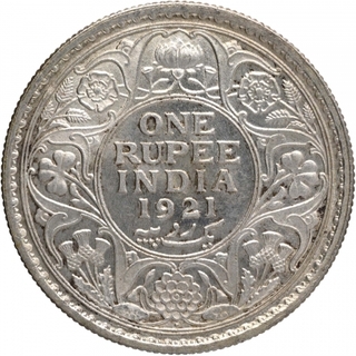 Silver One Rupee Coin of King George V of Bombay Mint of 1921.