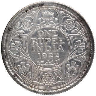 Silver One Rupee Coin of King George V of Bombay Mint of 1922.