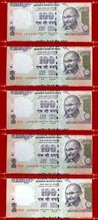 Paper Cutting Error One Hundred Rupees Bank Notes Signed By Raghuram Rajan of 2016.