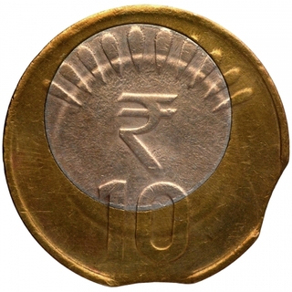 Misaligned Die Error Coin of Nickel-Bronze Ten Rupees Coin of Republic India of 2015.