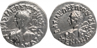 Silver Drachma Coins of Menander I of Indo Greeks.