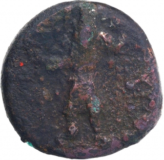 Copper Tetradrachma Coin of Kanishka I of Kushan Dynasty of Buddha type.