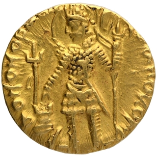 Gold Dinar Coin of Vasudeva I of Kushan Dynasty of Shiva type.