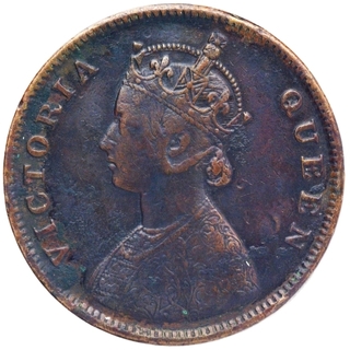 Copper Half Anna Coin of Victoria Queen of Madras Mint of 1862.