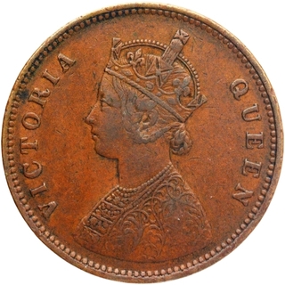 Copper Half Anna Coin of Victoria Queen of Calcutta Mint of 1875.