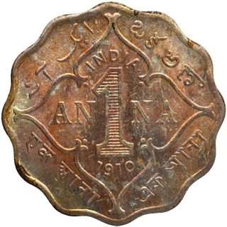 Copper Nickel One Anna Coin of King Edward VII of Bombay Mint of 1910.