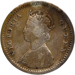 Silver Two Annas Coin of Victoria Queen of Bombay Mint of 1874.