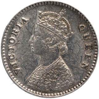 Silver Two Annas Coin of Victoria Queen of Calcutta Mint of 1876.