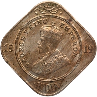 Copper Nickel Two Annas Coin of King George V of Calcutta Mint of 1919.