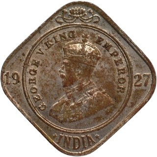 Copper Nickel Two Annas Coin of King George V of Calcutta Mint of 1927.