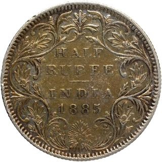 Silver Half Rupee MULE Coin of Victoria Empress of Bombay Mint of 1885.